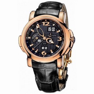 Ulysse Nardin GMT Perpetual Black Dial 18kt Rose Gold Black Leather Men's Watch 326-60-62