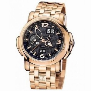Ulysse Nardin GMT Perpetual Black Dial 18kt Rose Gold Men's Watch 326-60-8-62