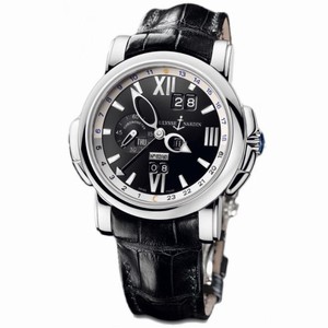 Ulysse Nardin GMT Perpetual Black DIal 18kt White Gold Black Leather Men's Watch 320-60-32