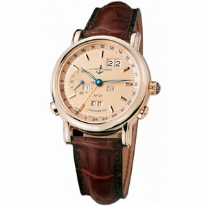 Ulysse Nardin GMT Perpetual Copper Dial 18kt Rose Gold Brown Leather Men's Watch 322-88
