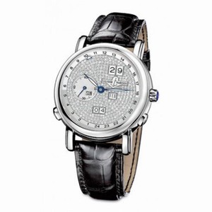 Ulysse Nardin GMT Perpetual Diamond Pave Dial Leather Strap Automatic Men's Watch 320-82-091