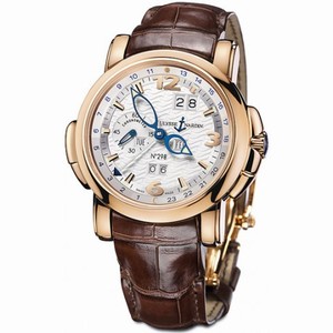 Ulysse Nardin GMT Perpetual Silver Dial Alligator Leather Automatic Men's Watch 322-66-91
