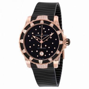 Ulysse Nardin Lady Diver 2014 Black Dial Black Rubber Ladies Watch 8156-180E-3C/22