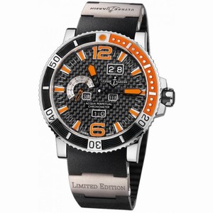 Ulysse Nardin Marine Aqua Perpetual Black Carbon Fiber Dial Rubber Men's Watch 333-90-3