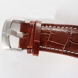 Ulysse Nardin Marine Collection 263-66 Brown Crocodile Leather Strap Round White Dial Watch