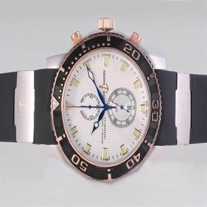 Ulysse Nardin Marine Collection 266-33-3A/90 Rose Gold Case 46mm White Dial Watch