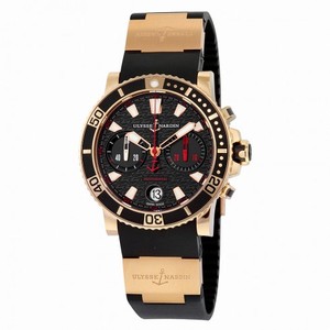 Ulysse Nardin Marine Diver Chronograph Automatic Black Dial Black Rubber Band Men's Watch 8006-102-3A/926