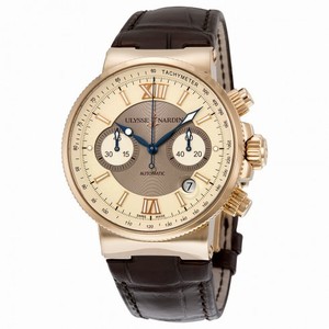 Ulysse Nardin Maxi Marine Automatic Chronograph Ivory Dial 18kt Rose Gold Men's Watch 356-66/354