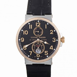 Ulysse Nardin Maxi Marine Black Dial Diamond Stainless Steel and 18K Rose Gold Automatic Men's Watch 265-66-BLACK