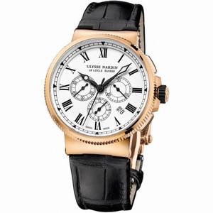 Ulysse Nardin Maxi Marine Chronograph White Dial 18K Rose Gold Automatic Men's Watch 1506-150LE