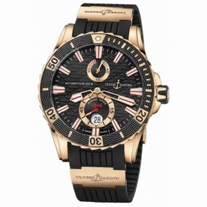 Ulysse Nardin Maxi Marine Diver Black Dial With Wave Design Automatic 18 Carat Rose Gold Men's Watch 266-10-3/92