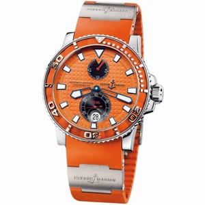 Ulysse Nardin Maxi Marine Diver Chronometer Orange Dial Rubber Strap Automatic Men's Watch 263-33-3-97