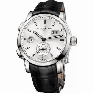 Ulysse Nardin GMT Dual Time Automatic Silver Dial Black Leather Men's Watch 3343126-91