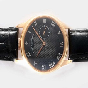 Vacheron Constantin Patrimony 87172/000J-9512 Black Cow Leather Strap Round Black Dial Watch
