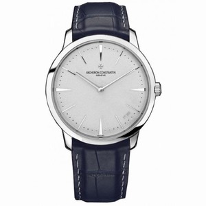Vacheron Constantin Patrimony Contemporaine Platinum Blue Leather Men's Watch 43150000P-9684