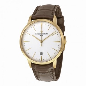 Vacheron Constantin Patrimony Opaline Dial Dark Brown Leather Men's Watch 85180/000J-9231