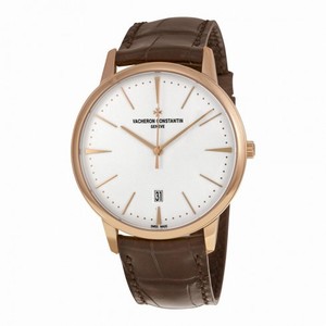 Vacheron Constantin Patrimony Silver Opaline Dial Dark Brown Leather Men's Watch 85180/000R-9248
