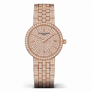 Vacheron Constantin Traditionnelle 18 Carat Pink Gold Diamond Pave Dial Ladies Watch 25575/Q02R-9281
