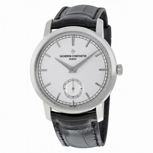 Vacheron Constantin Traditionnelle Silver Dial Black Leather Men's Watch 82172000G-9383