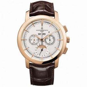 Vacheron Constantin Traditionnelle Silver Dial Brown Alligator Leather Men's Watch 47292000R-9392
