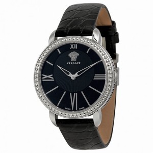 Versace Black Dial Black Leather Ladies Watch M6Q99D008S009