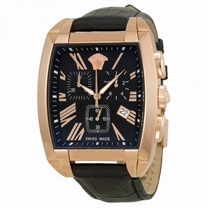 Versace Character Chronograph Black Dial Black Leather Watch WLC80D009-S008