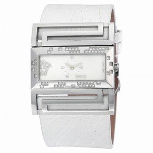 Versace Deauville Mother of Pearl Dial White Leather Diamond Ladies Watch