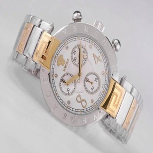 Versace Dv One A541221 Silver 18k Gold Strap Round Womens Watch