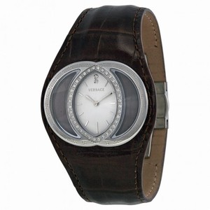 Versace Eclissi Silver Guilloche Dial Brown Leather Watch 84Q91SD001-S497