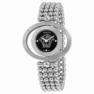 Versace Eon Ellipsis Reversible Black Enamel Dial Stainless Steel Ladies Watch 91Q99D008-S099