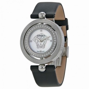Versace Eon Lady White Mother of Pearl Dial Black Leather Ladies Watch 79Q91SD497-S009