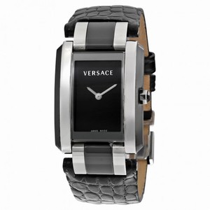Versace Era Black Dial Black Crocodile Leather Ladies Watch 70Q99D009-S009