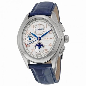 Versace Master Swiss Automatic Moonphase White Dial Blue Leather Men's Watch 20A99D001 S282