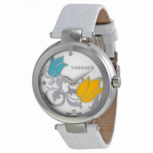Versace Mystique F.I9Q White Tulip Dial White Leather Ladies Watch 19Q99SD1TU-S001