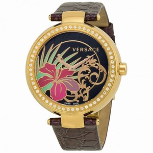 Versace Mystique Hibiscus Flowe Dial Purple Leather Ladies Watch 19Q81D9HI-S702
