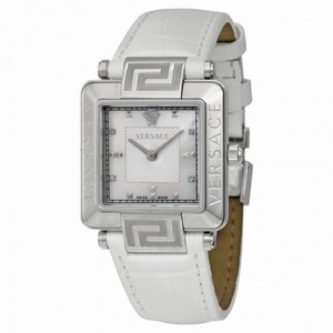 Versace Reve Carre 88Q White Mother of Pearl Dial White Leather Ladies Watch 88Q99SD497-S001