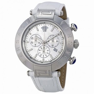 Versace Reve Silver Dial White Leather Unisex Watch VA806-0013