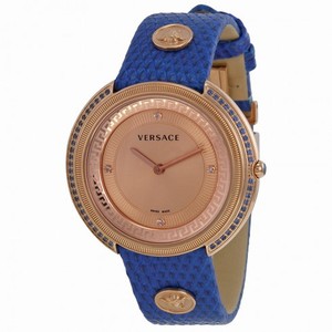 Versace Thea Gold-tone Dial Blue Leather Ladies Watch VA708-0013