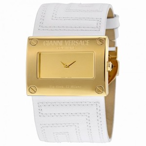Versace V-Couture Gold Dial White Leather Ladies Watch 71Q70D999-S001