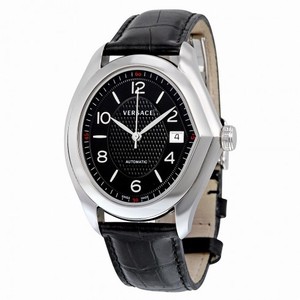 Versace V-Master Swiss Automatic Black Dial Blackl Leather Men's Watch 20A399D009-S009