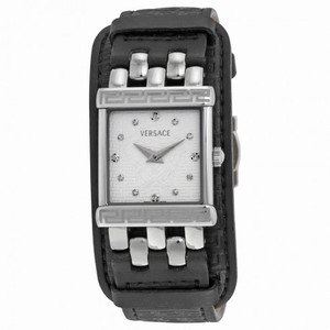 Versace V-Square White Dial Black Leather Ladies Watch 61Q99SD001 S009