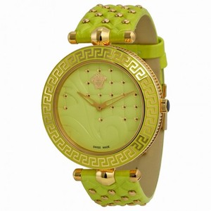 Versace Vanitas Green Dial Leather Strap Ladies Watch VK7110014