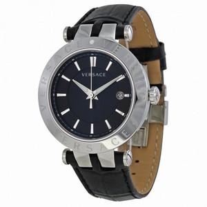Versace V-Race Black Dial Black Leather Watch 23Q99D008-S009