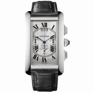 Cartier Tank Americaine Silver Dial Chronograph Men's Watch W2609456
