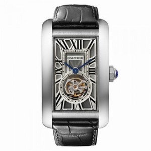 Cartier Tank Americaine Flying Tourbillion Grey Dial Men's Watch W2620007