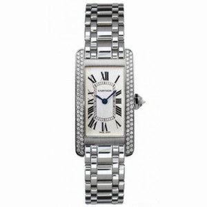 Cartier Tank Americaine 18kt White Gold Diamond Ladies Watch WB7018L1