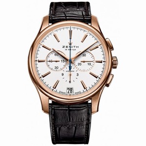 Zenith Captain Chronograph Silver Dial Rose Brown Leather Men's Watch 18.2111.400/01.C498