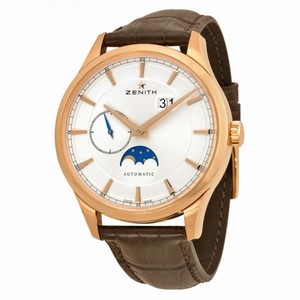 Zenith Captain Moonphase Silver Dial 18kt Rose Gold Men's Watch 18214369101C498