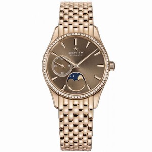 Zenith Class Elite Ultra Thin Moonphase Brown Dial 18kt Rose Gold Ladies Watch 22.2310.692/75.M2310