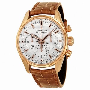 Zenith El Primero 36 000 VpH Mother of Pearl Dial 18kt Rose Gold Brown Leather Ladies Watch 18215040082C709